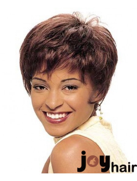 Cropped Auburn Straight Boycuts Beautiful African American Wigs