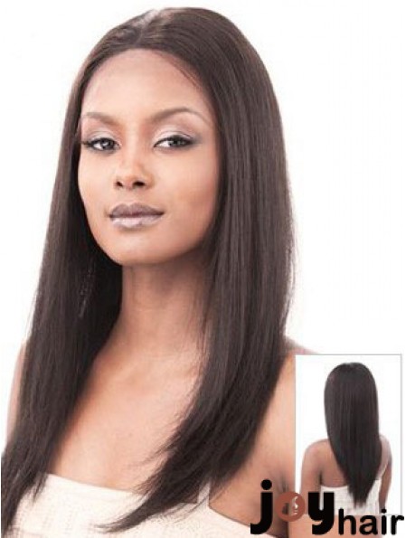 Auburn 16 inch Sleek Long Yaki Without Bangs Lace Wigs