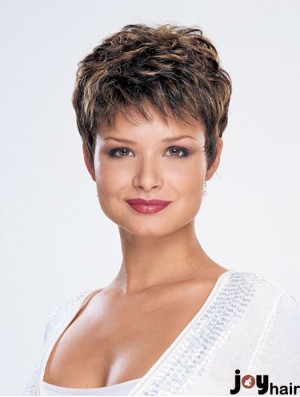 Straight Layered Cropped Modern Brown Synthetic Wigs