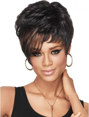 Durable Short Black Wavy African American Wigs