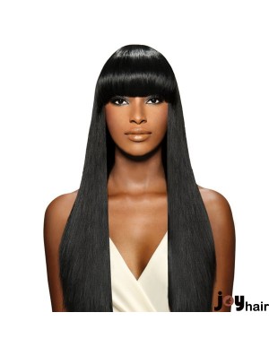 Brazilian Yaki Capless Long With Bangs Wig For Black Woman UK