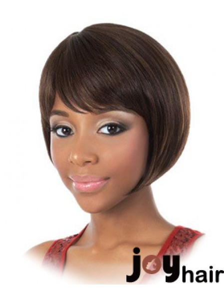 Chin Length Brown Straight Bobs Fashion African American Wigs