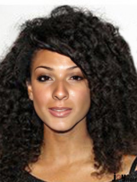 Full Lace Indian Remy Black Shoulder Kinky Curly Hair Wigs