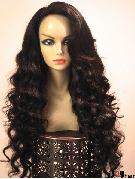 Long Brown Wavy Without Bangs Sassy African American Wigs