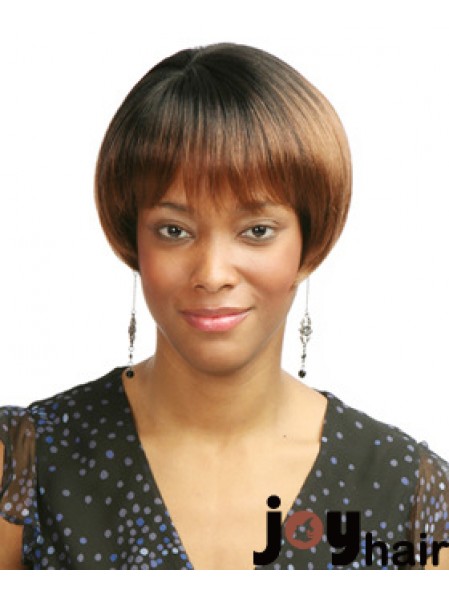 Short Auburn Straight With Bangs Affordable African American Wigs