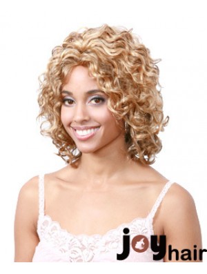 Chin Length Blonde Curly Without Bangs Hairstyles African American Wigs