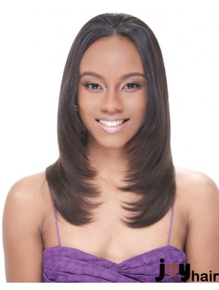 Long Brown Straight Without Bangs Suitable African American Wigs