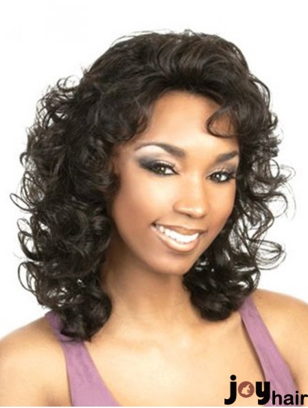 Curly Black Fashion Shoulder Length Classic Wigs