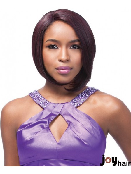 Chin Length Auburn Straight Bobs Style African American Wigs