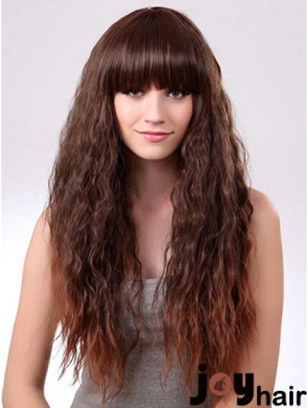 Long Ombre/2 Tone Curly With Bangs Suitable African American Wigs