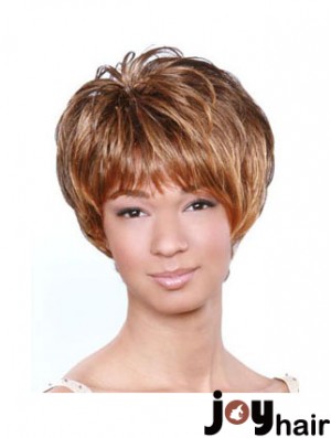 Short Brown Wavy Boycuts Popular African American Wigs