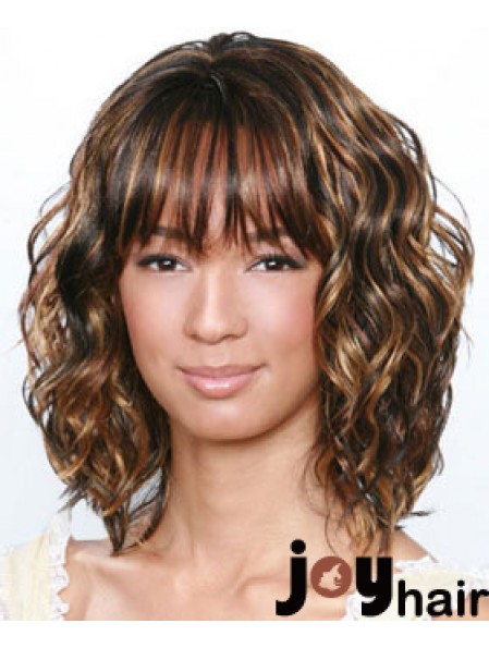 Shoulder Length Brown Curly Layered Best African American Wigs