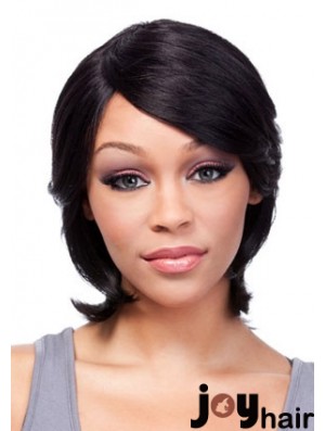 Chin Length Black Straight With Bangs Incredible African American Wigs