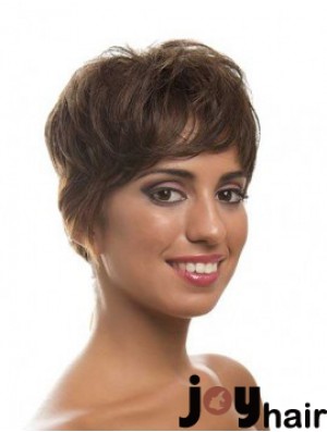 Short Brown Layered Wavy Style Full Lace Wigs