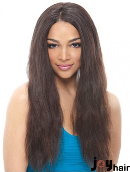 24 inch Black Long Without Bangs Wavy Suitable Lace Wigs