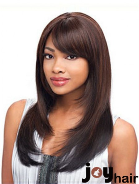 Long Auburn Straight Layered Exquisite African American Wigs