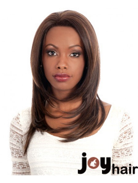 Convenient Auburn Long Without Bangs Straight Glueless Lace Front Wigs