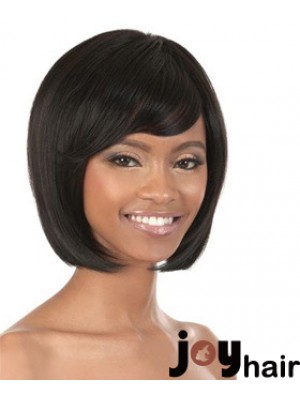 Chin Length Black Straight Bobs Popular African American Wigs