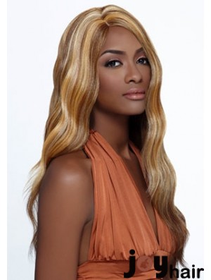 Long Blonde Wavy Layered Ideal African American Wigs