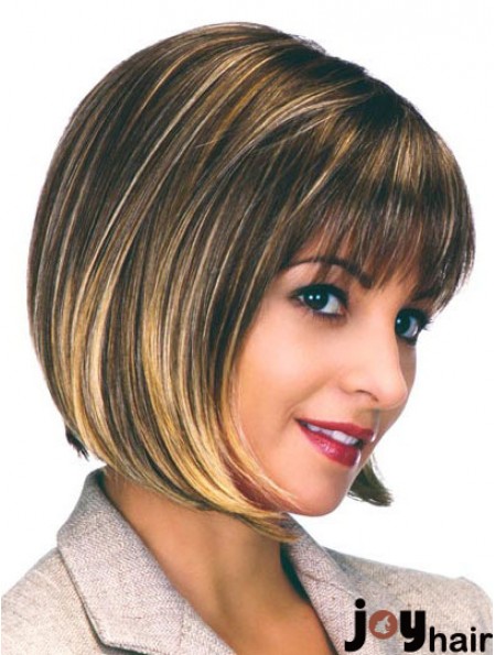 Capless Chin Length Straight Brown Flexibility Bob Wigs