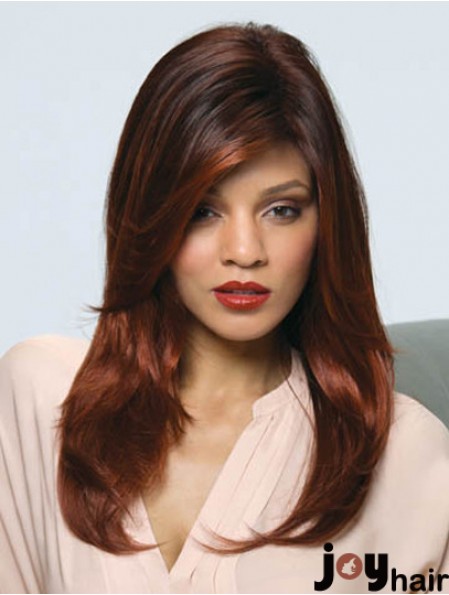 Long Auburn Straight With Bangs Modern African American Wigs