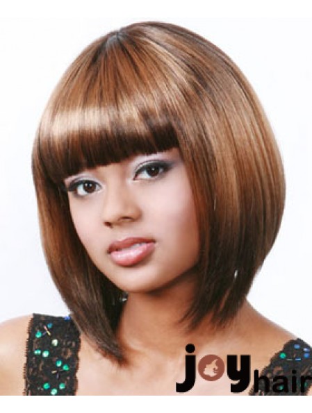 Chin Length Bobs Auburn Synthetic Straight Wigs For Black Woman