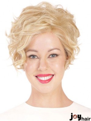 Blonde Cropped Wig Short Curly Monofilament Wig UK