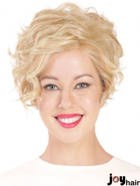 Blonde Cropped Wig Short Curly Monofilament Wig UK