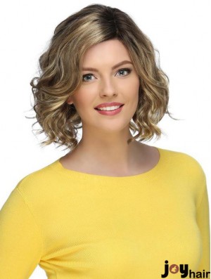 Blonde Stylish Curly Chin Length Synthetic Bob Wigs