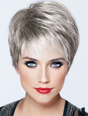 Affordable Grey Short Petite Wig for Women