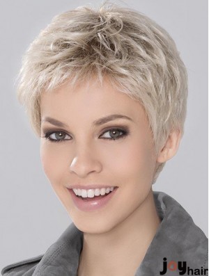 Lightweight Platinum Blonde Short Wigs UK