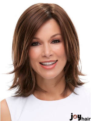 Brown Shoulder Length Straight Layered 12 inch Ideal Medium Wigs