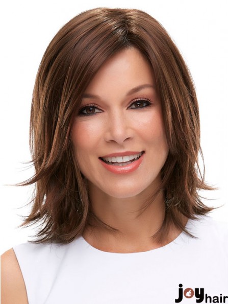 Brown Shoulder Length Straight Layered 12 inch Ideal Medium Wigs