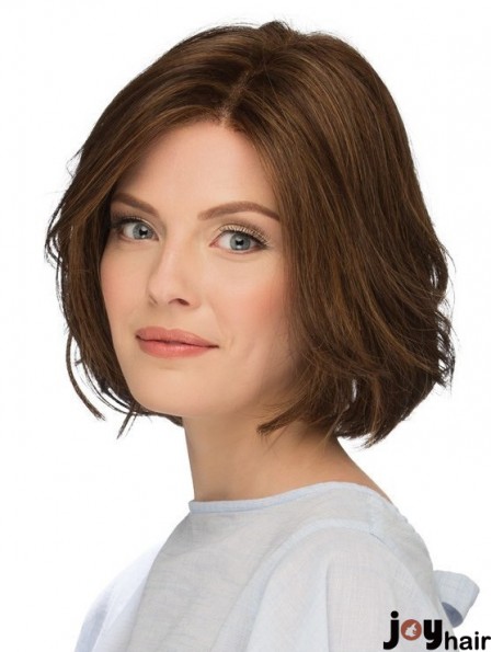 10 inch Chin Length Natural Brown Wavy Bob Wigs