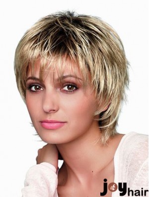 8 inch Short Designed Blonde Straight Bob Wigs