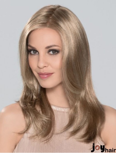 Without Bangs Monofilament 16 inch Straight Blonde Long Wigs