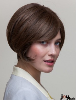 8 inch Short Brown Straight Natural Bob Wigs