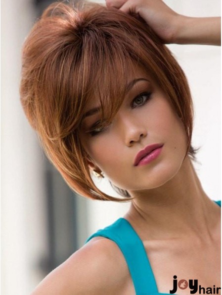 With Bangs Auburn Straight 9 inch Short Synthetic Wigs