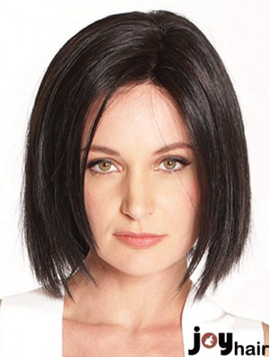 10 inch Chin Length Black Straight Soft Bob Wigs