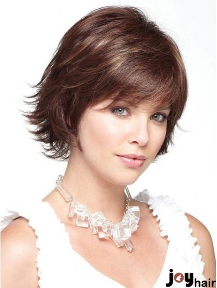 Monofilament Brown 10 inch Short With Bangs Heat Friendly Wigs