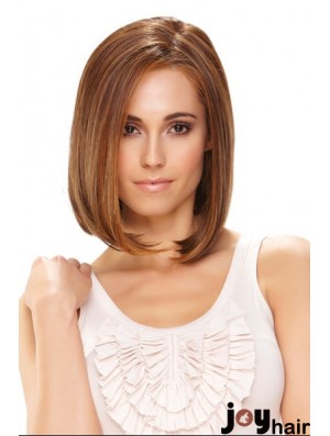 Synthetic Front Lace Wigs Chin Length Monofilament Straight Style Brown Color