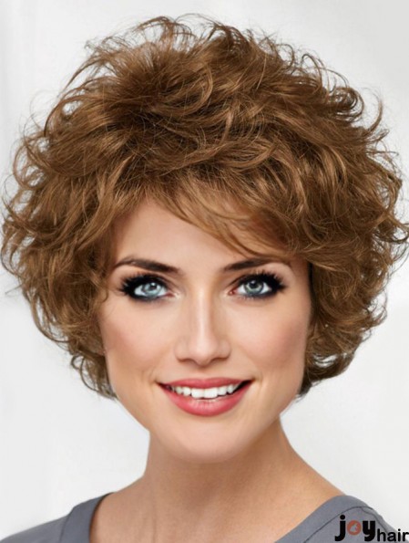 Curly Brown Wig Short Hair Synthetic Wig Classic For Ladies 8 Inch