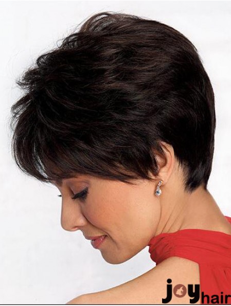 Convenient 4 inch Straight Black Boycuts Short Wigs