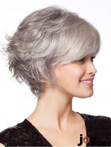 Monofilament Wig, Grey Hair Wig For Old Women Online Chin Length