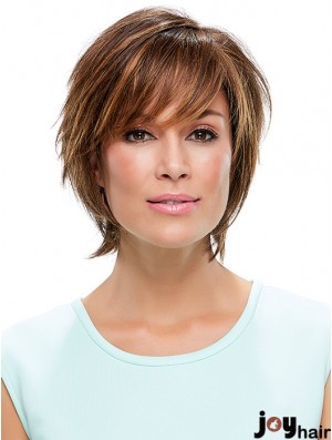 Layered Synthetic Brown 10 inch Straight Synthetic Lace Front