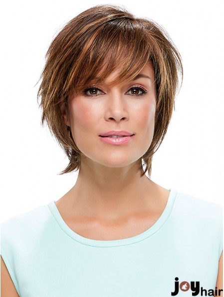 Layered Synthetic Brown 10 inch Straight Synthetic Lace Front