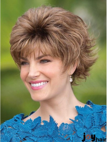 Capless Brown 6 inch Short With Bangs Synthetic Wigs