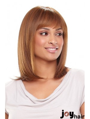 Auburn Shoulder Length Straight With Bangs 13 inch Fabulous Medium Wigs