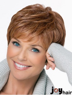 Lace Synthetic Wigs Cheap Boycuts Straight Style Brown Color Short Length