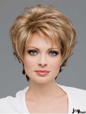 Cheap Synthetic Lace Wigs In Blonde Color Short Length Wavy Style